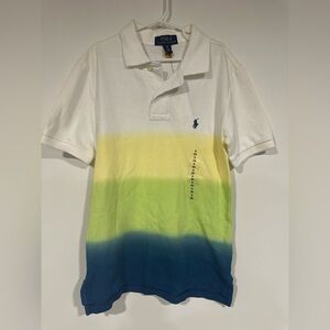 NWT POLO RALPH LAUREN Boys Size S White Ombre Pony Shirt Navy Dip Dye Tie Dye 8
